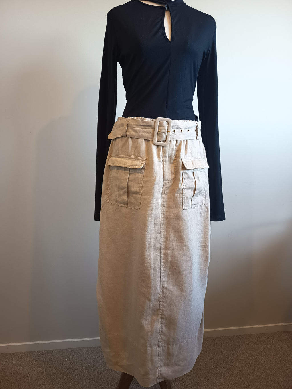 DISSH Delia Linen Pocket Midi Skirt