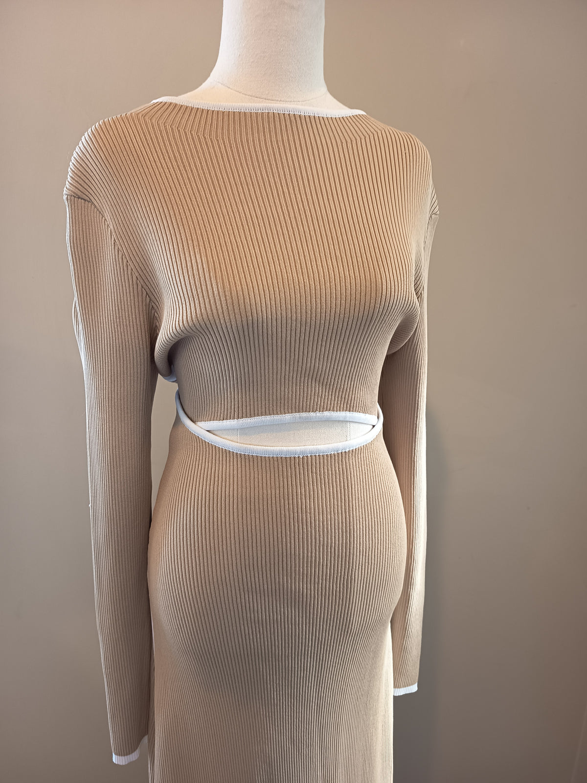 DISSH Binding Wheat Sleeved Knit Dress