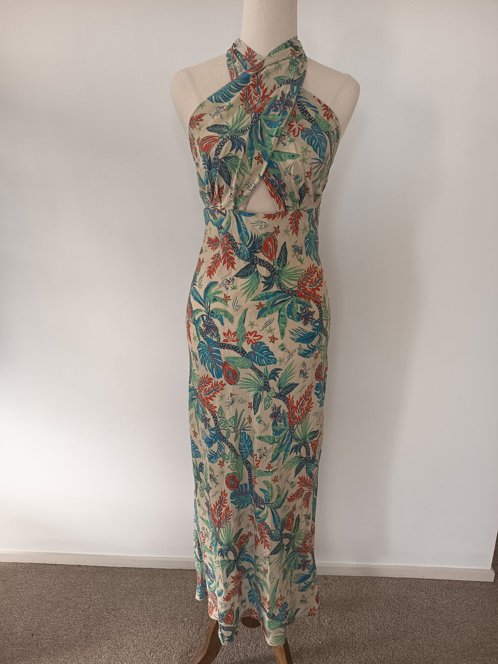 Shona Joy Malia Cross Front Halter Bias Midi Dress