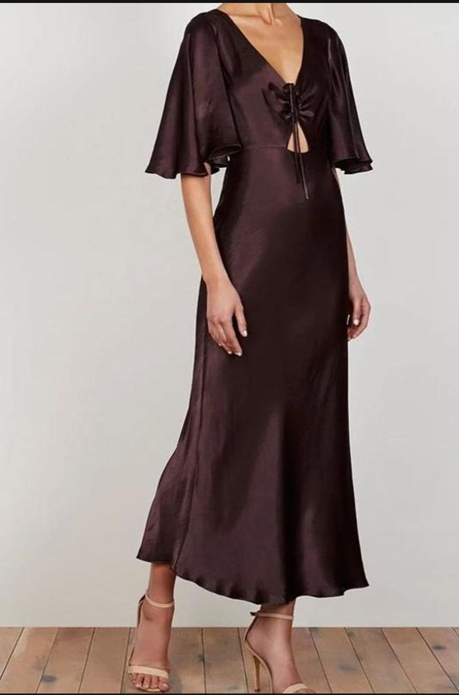 Shona Joy Wright Flutter Sleeve Bias Midi Dress (12)