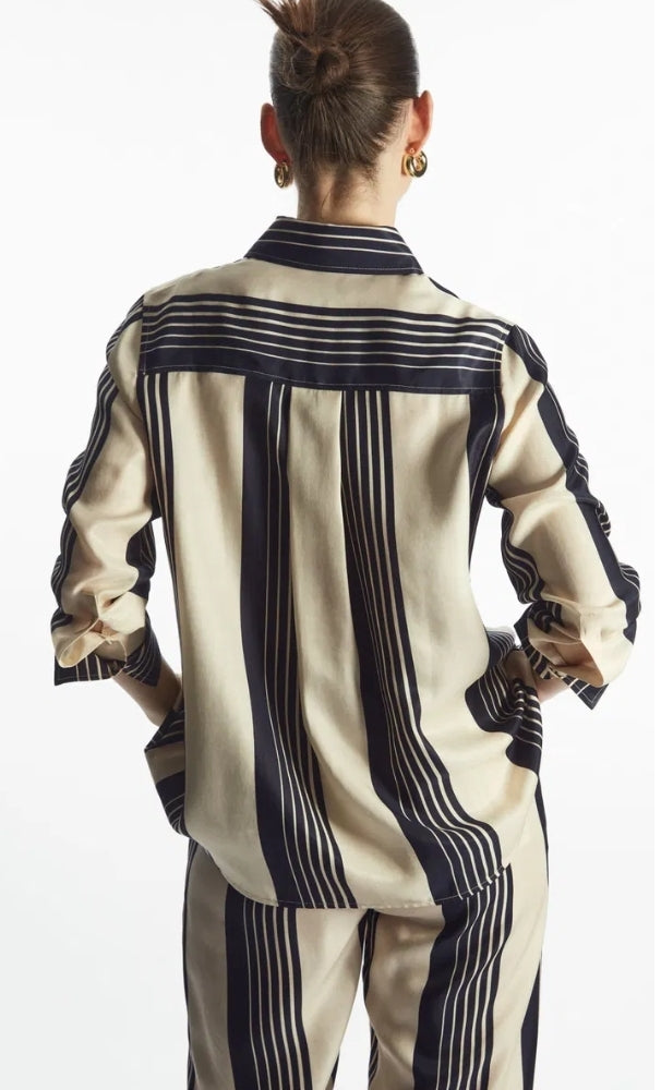 COS Oversized Striped Satin Shirt