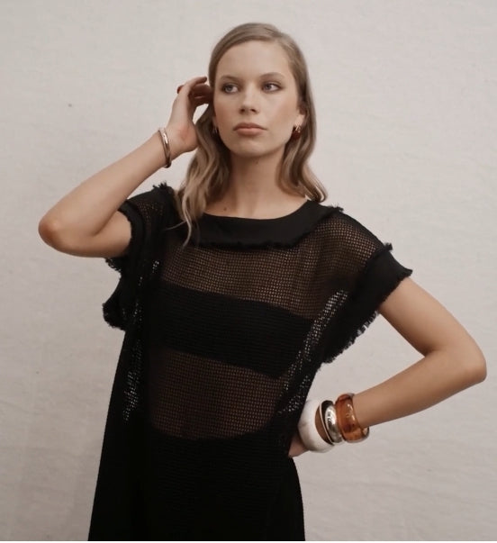 Moochi Chord Mesh Midi Dress