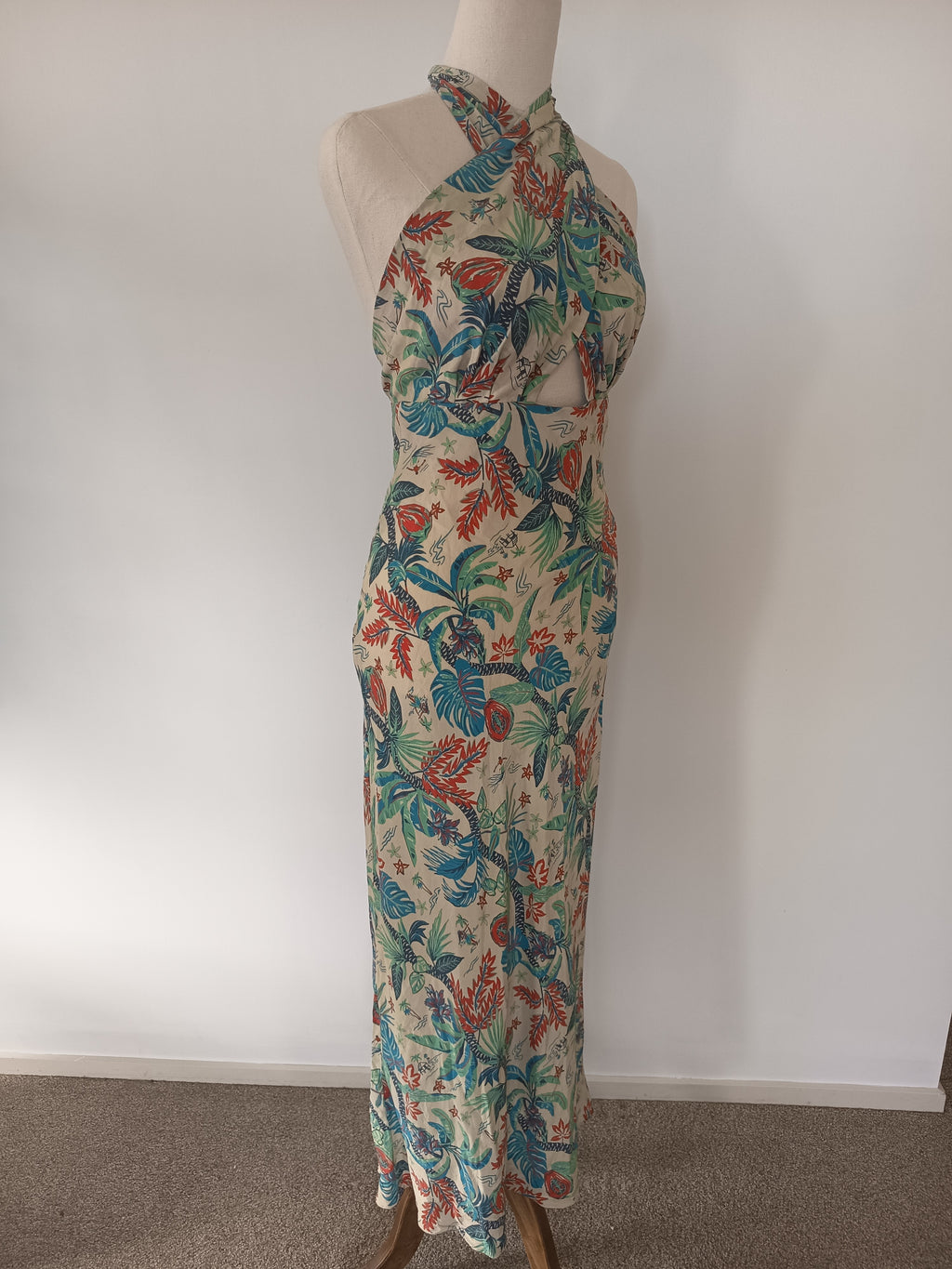 Shona Joy Malia Cross Front Halter Bias Midi Dress
