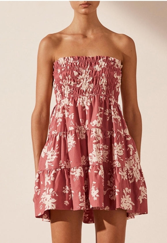 Shona Joy Cali Shirred Strapless Mini Dress (12)