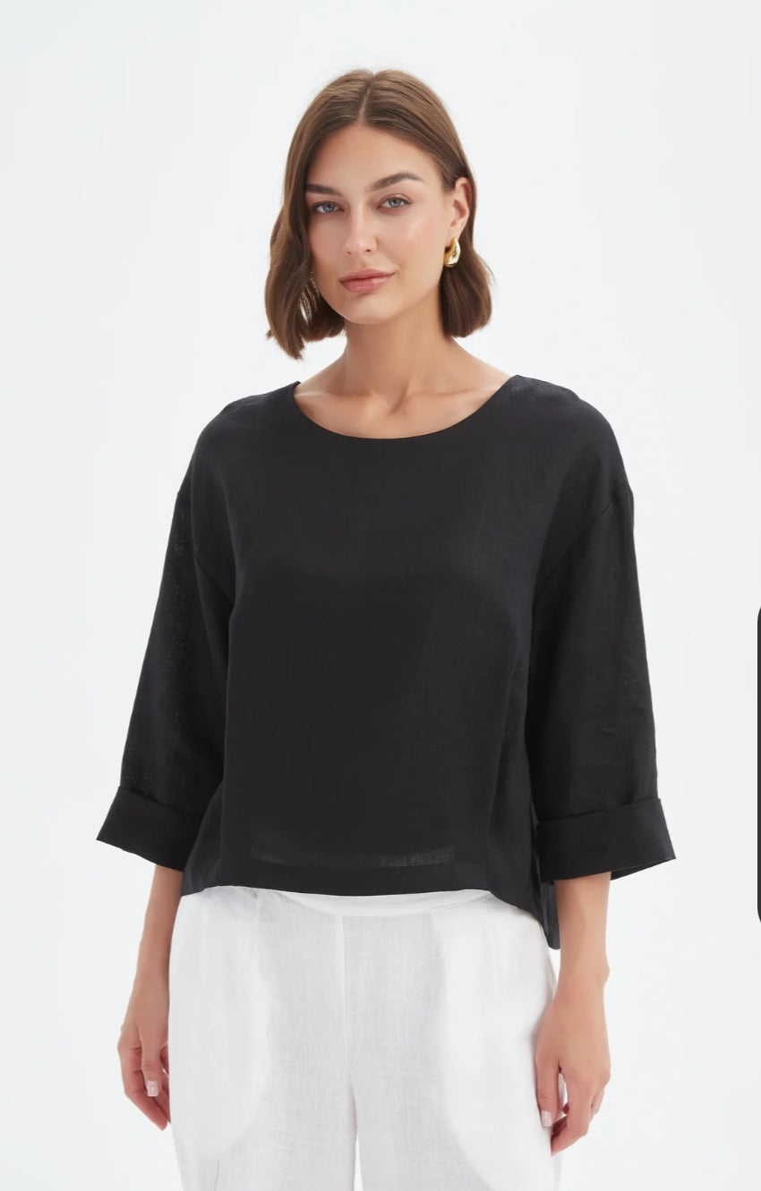 Tirelli Pleat Hem Linen Top