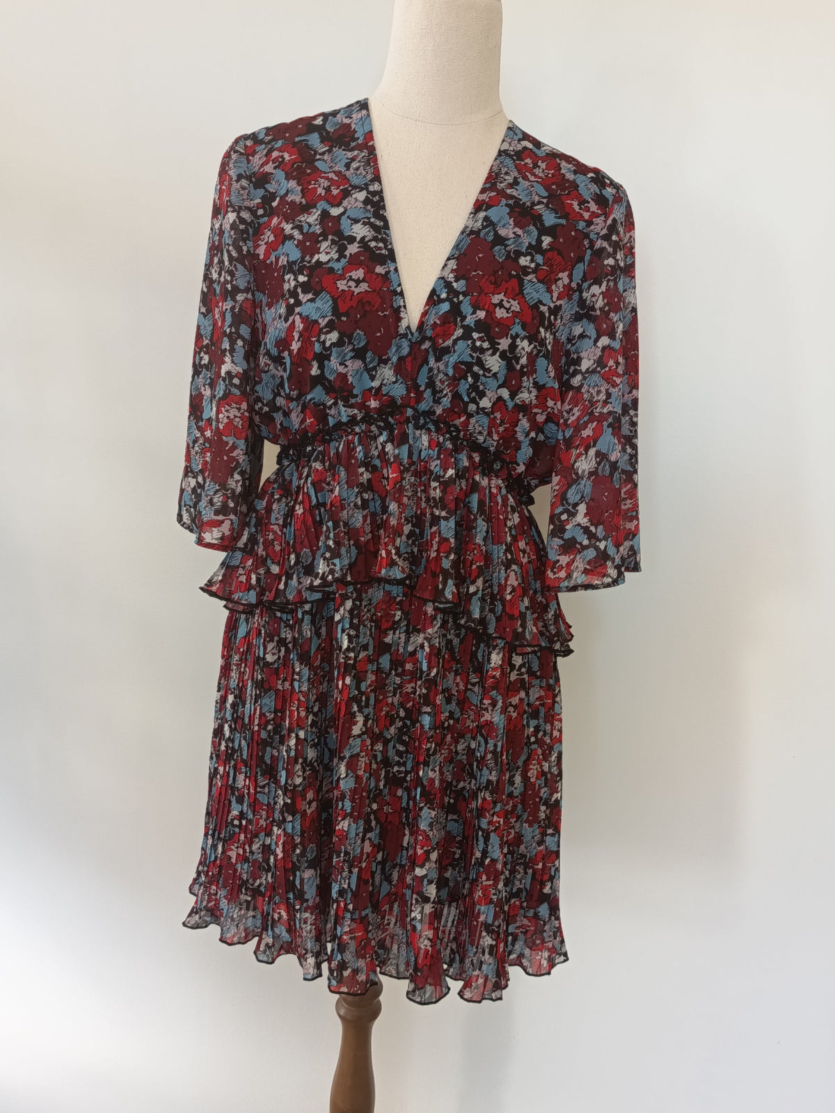 Ganni Pleated Georgette Mini Dress