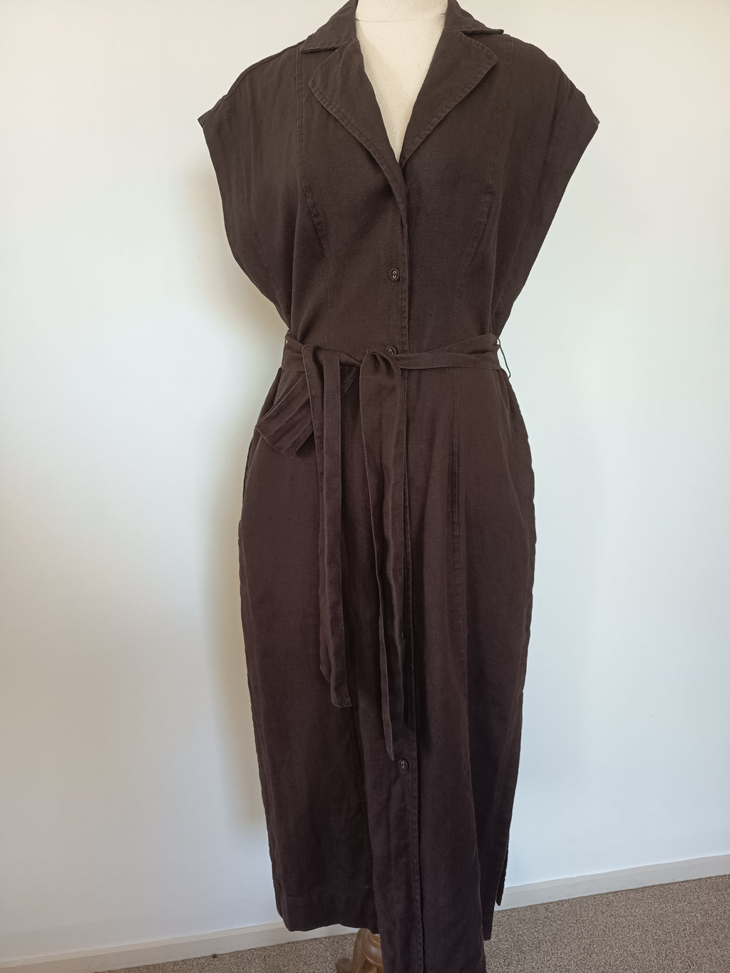 Country Road Linen Cap Sleeve Midi Dress (10)