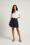 Cue Linen Blend Pleat Shorts