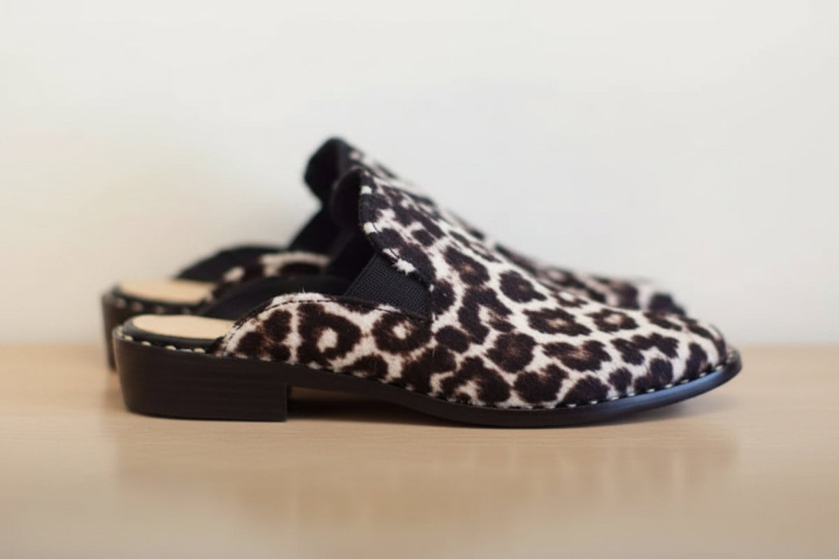 Mi Piaci Luxe Leopard Pony Hair Mules