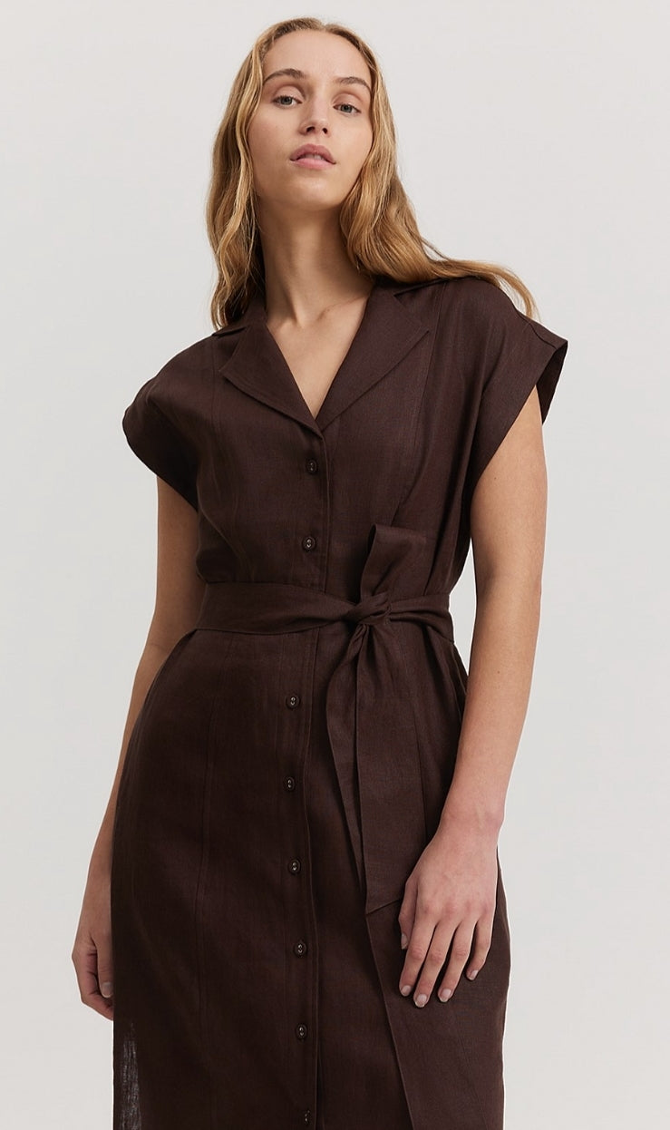 Country Road Linen Cap Sleeve Midi Dress (10)