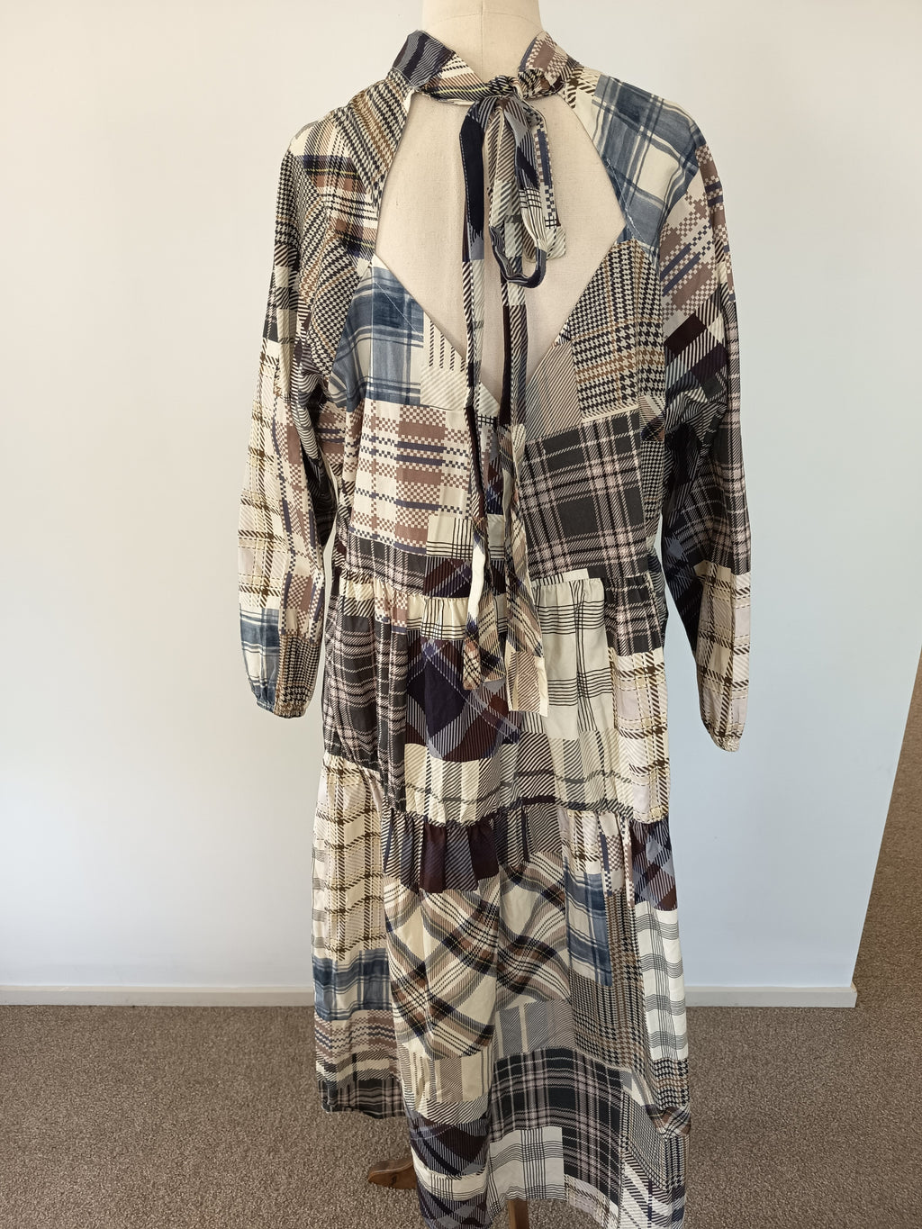 Damson Madder Patchwork V-Neck Smock Dress (L)