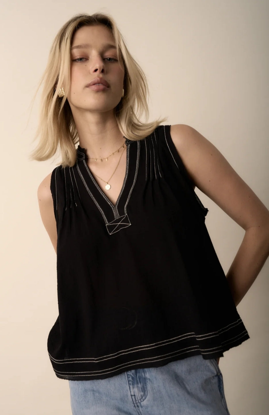 Max Wren Contrast Stitch Sleeveless Top (10)