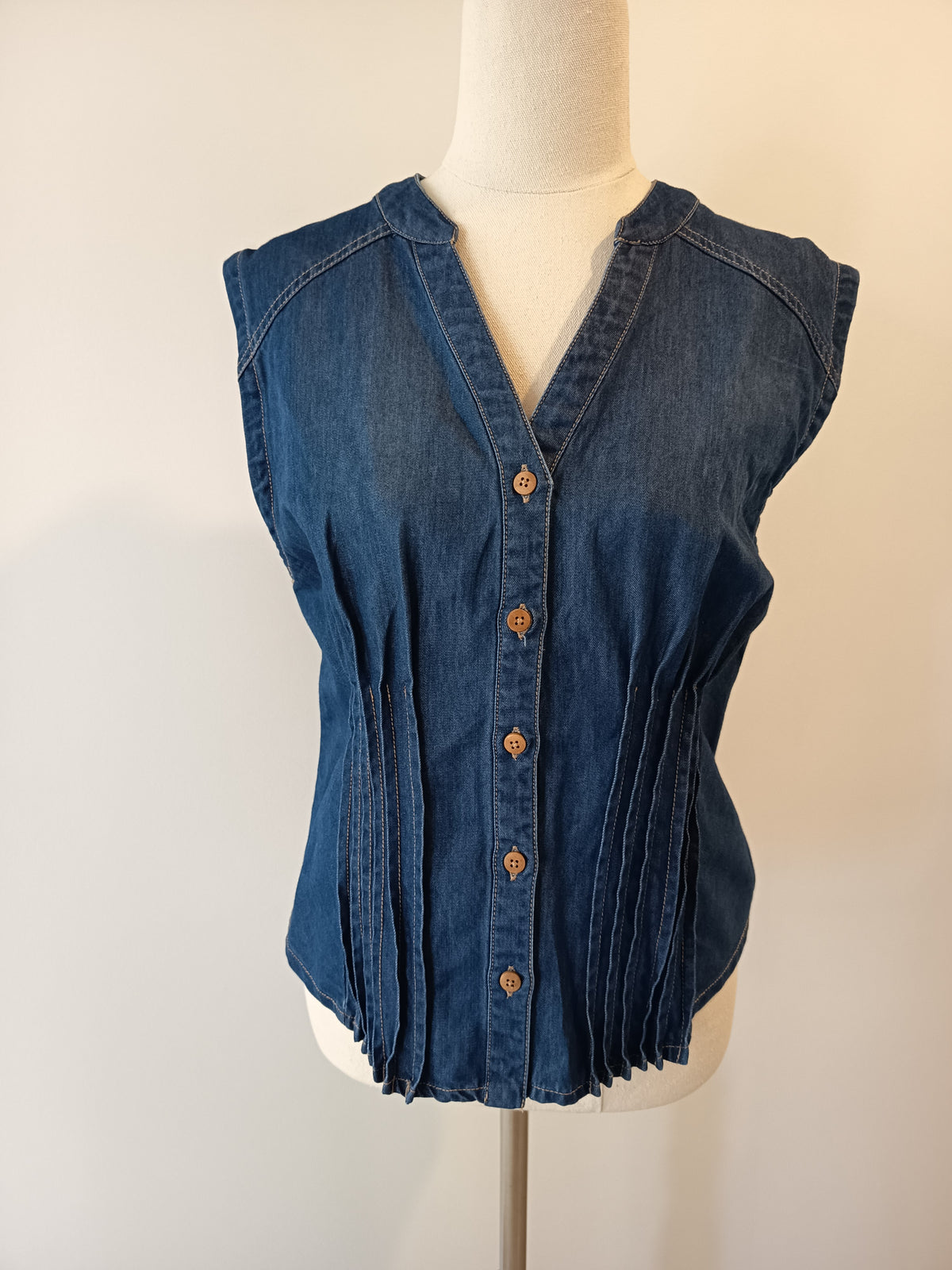 Max Brooklyn Tuck Detail Denim Vest