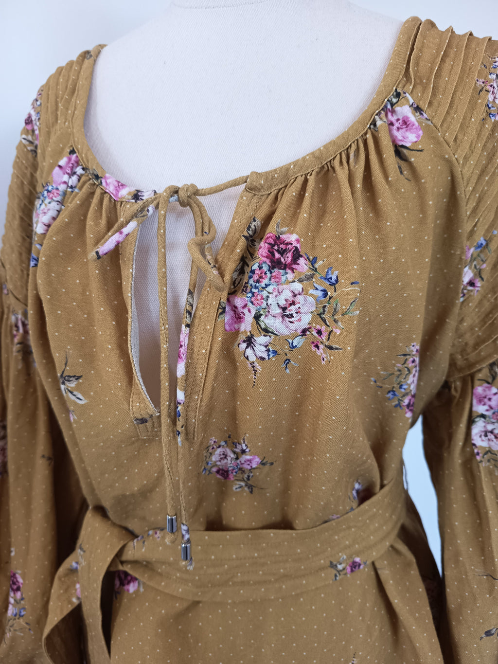 Steele Bellflower Smock Floral Yellow Dress (L)