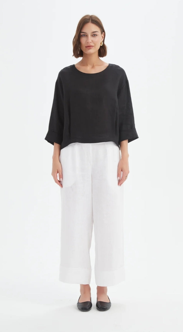 Tirelli Pleat Hem Linen Top