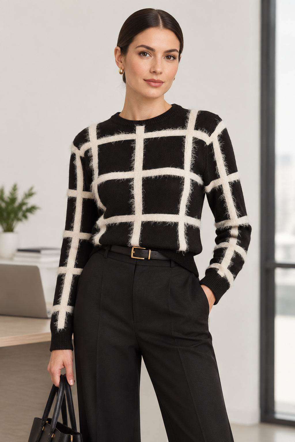 Cue Windowpane Knit