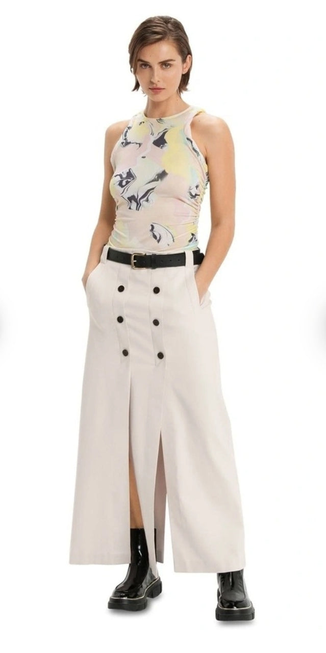 Cue Button Midi Skirt