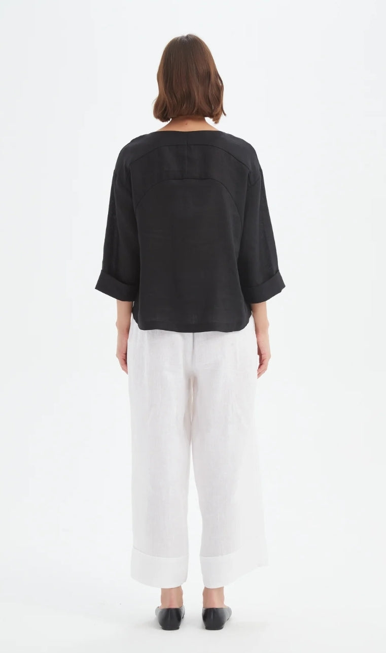 Tirelli Pleat Hem Linen Top