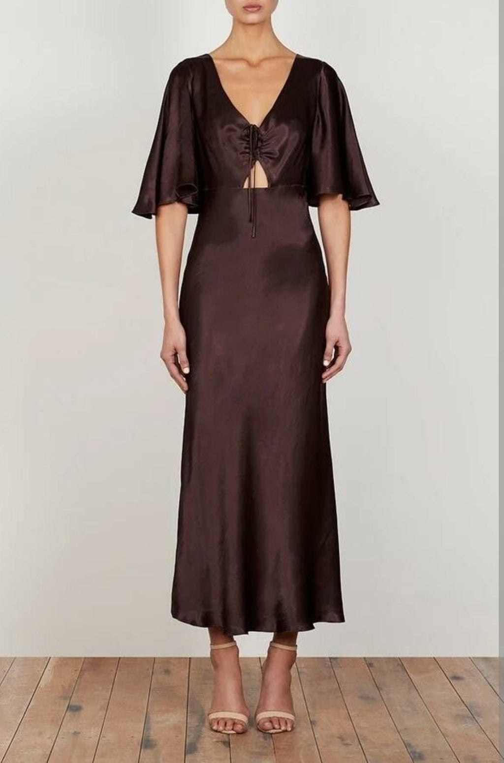 Shona Joy Wright Flutter Sleeve Bias Midi Dress (12)