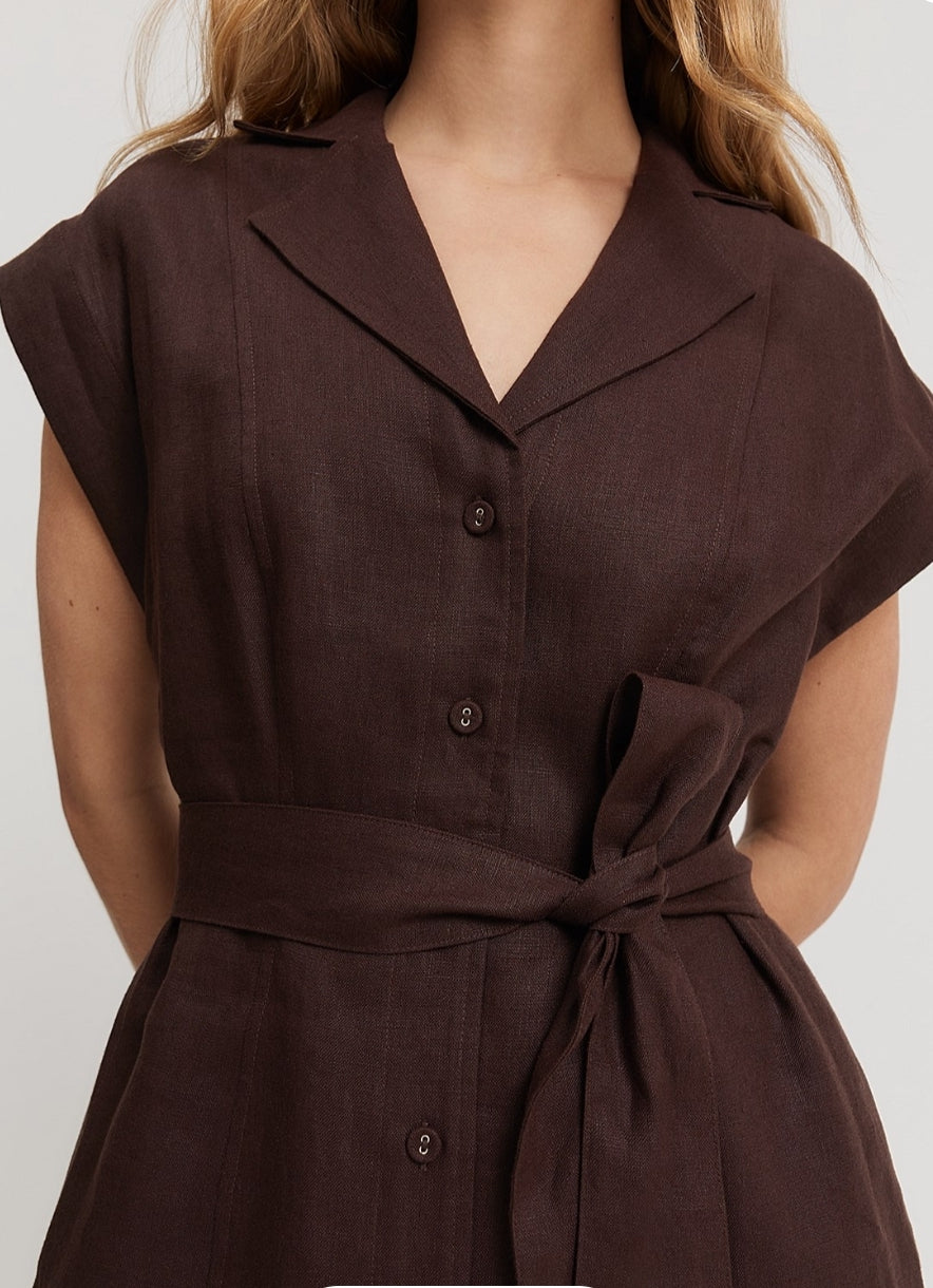Country Road Linen Cap Sleeve Midi Dress (10)