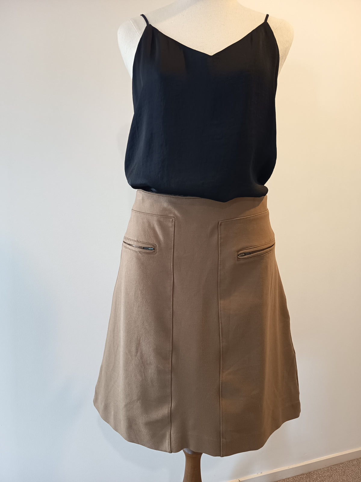 Basque A-Line Tan Mini Skirt (12)
