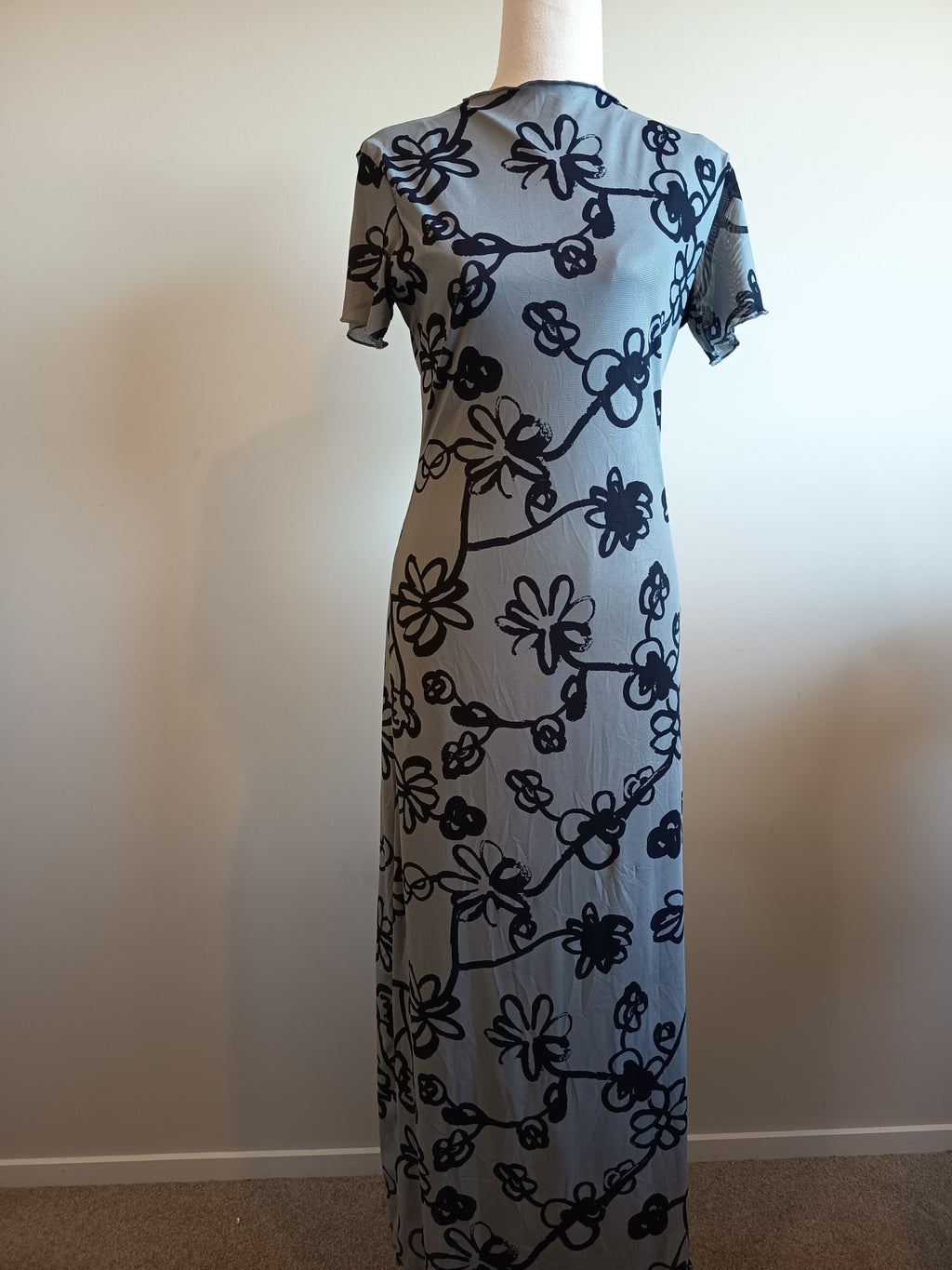Motel Mesh Doodle Flower Midi Dress