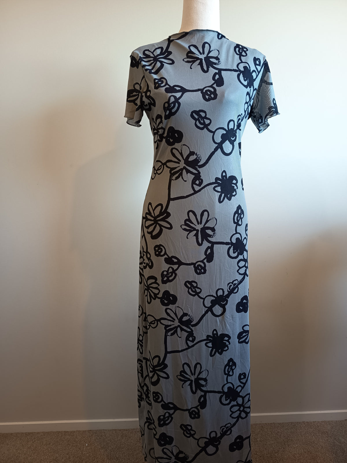 Motel Mesh Doodle Flower Midi Dress