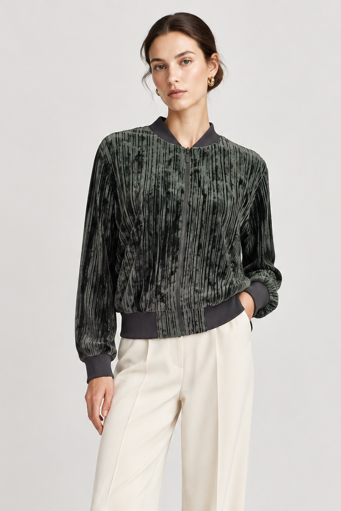 Cue Velour Ribbed Bomber (10)