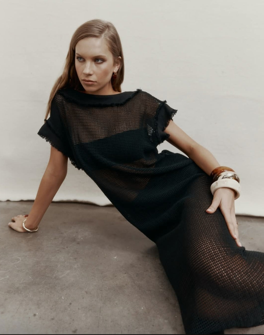 Moochi Chord Mesh Midi Dress