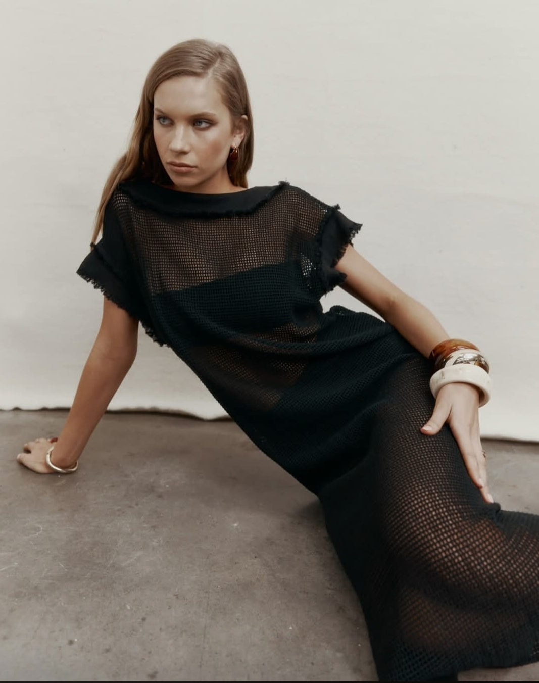Moochi Chord Mesh Midi Dress