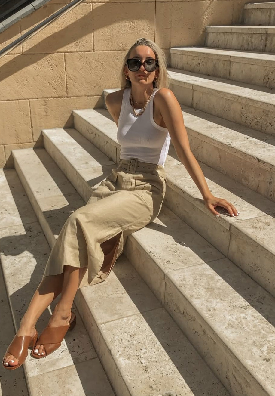 DISSH Delia Linen Pocket Midi Skirt