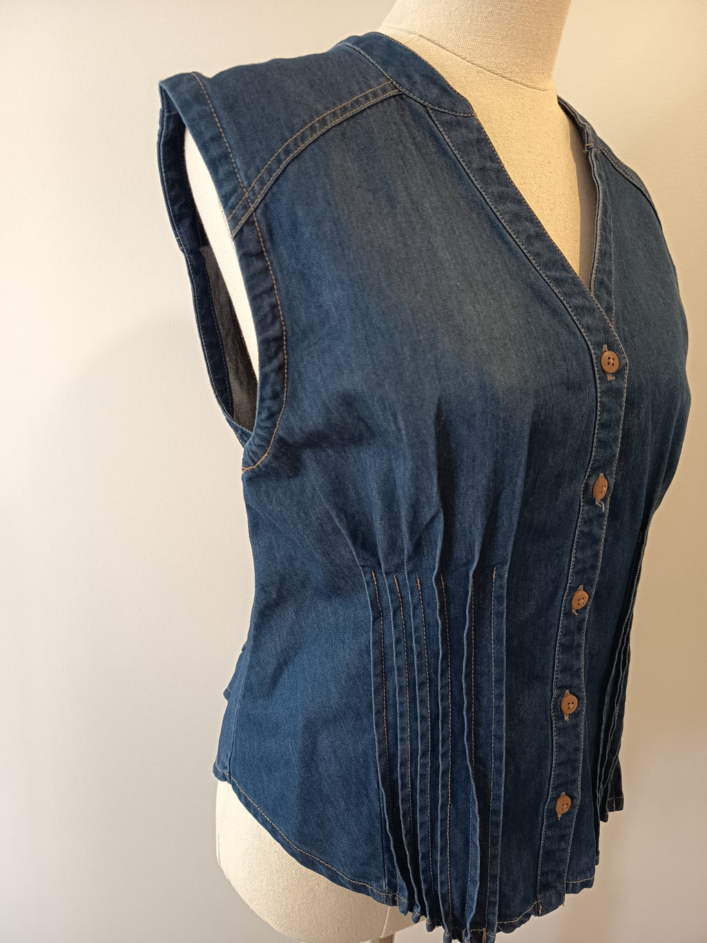 Max Brooklyn Tuck Detail Denim Vest