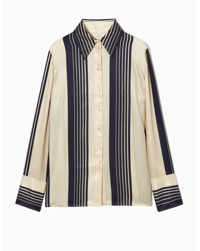 COS Oversized Striped Satin Shirt