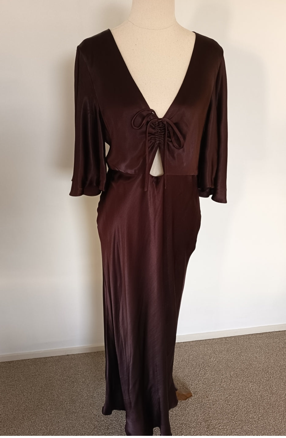 Shona Joy Wright Flutter Sleeve Bias Midi Dress (12)