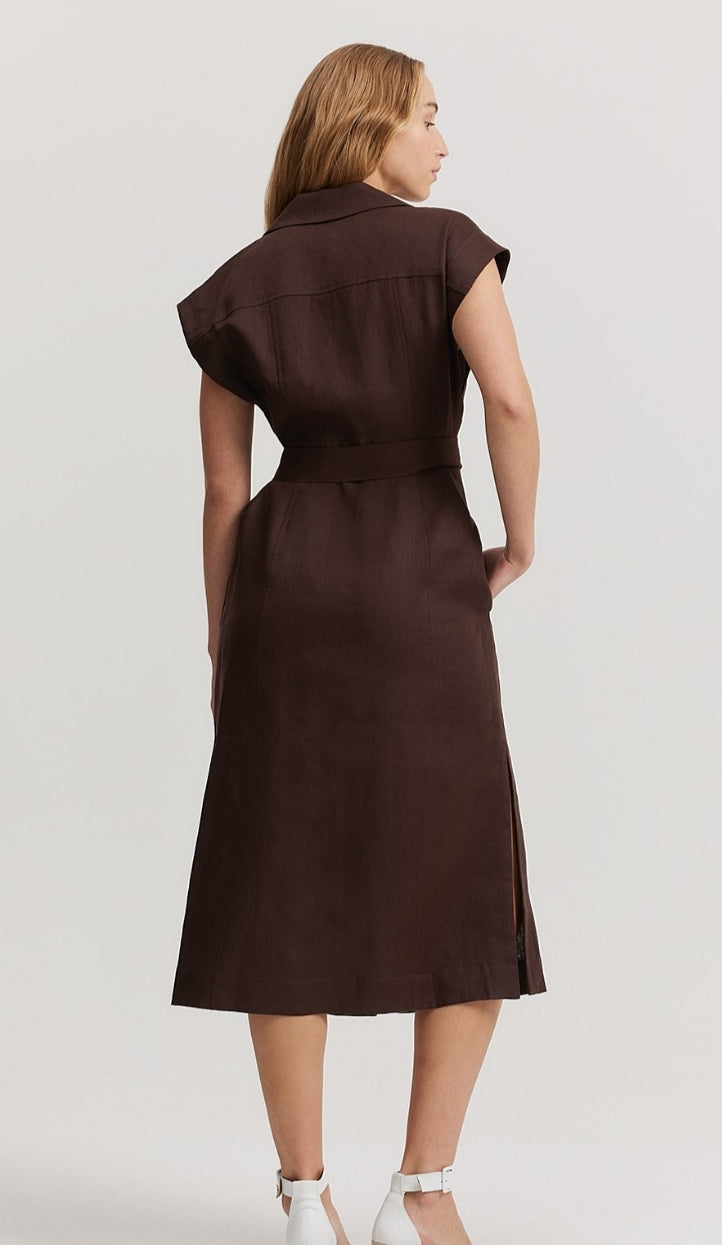 Country Road Linen Cap Sleeve Midi Dress (10)