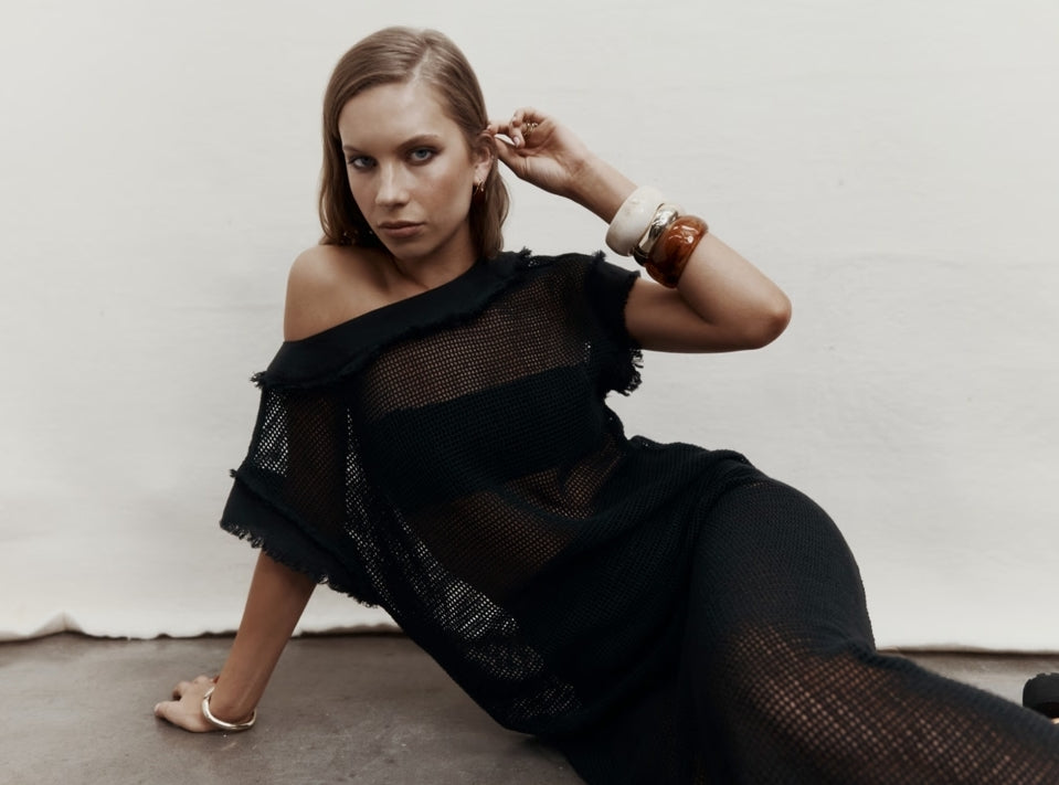 Moochi Chord Mesh Midi Dress